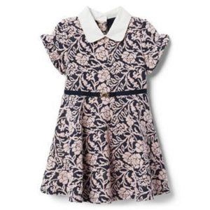 NWT Janie and Jack Rose Jacquard Collar Dress - Navy/Dusty Rose - Size 2T